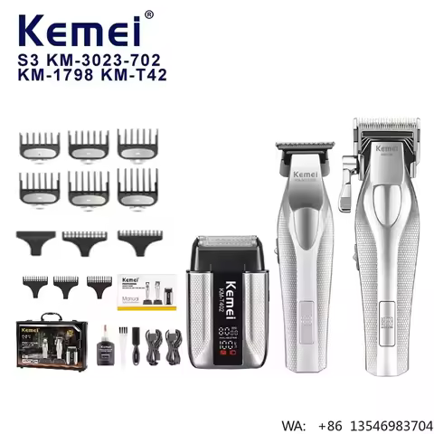 KEMEI Max S3 Pro Hair Cutting Machine Combo Km-3023-702 Clipper Km-1798 Trimmer Kmt402 Electric Razo