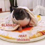 Pet Bed Mat Dog Cat Plush Blanke,Ultra Soft Thick Flannel Pet Pad with Cute Pizza Bacon Design Cat C