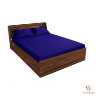 Angbon Plain Cotton 3 In 1 Queen Size Bed Sheet 60"*75"*8" Fitted Sheet