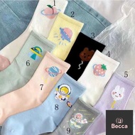 Becca-g0279 Planet Socks Middle Tube Women White