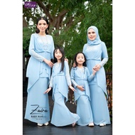 BABY BLUE SET FAMILY SEDONDON IBU ANAK BAJU KURUNG MODEN LACE BAJU MELAYU SLIM FIT BAJU RAYA 2024 BUDAK KIDS ZARIAN AF