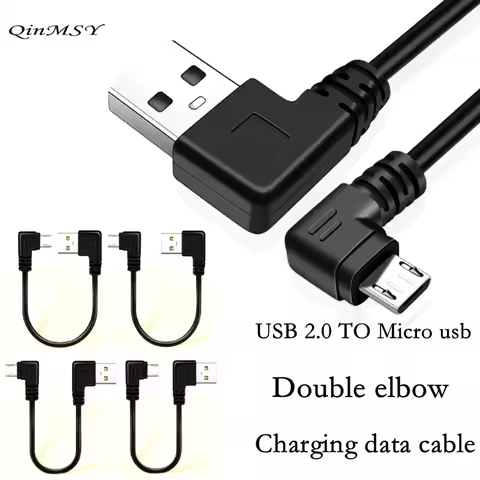 Up & Down & Left & Right Angled 90 Degree USB Micro USB Male to USB male Data Charge connector Cable