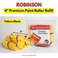 [ 1 PCS ] 4" Robinson Premium Paint Roller Refill (Yellow/Black)/ Water Based & Oil Based Solvent Ba