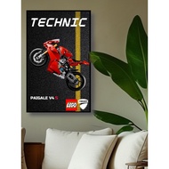 Compatible with LEGO 42202 Ducati Motorcycle Background Board Wall Frame Hangable Living Room Bedroo