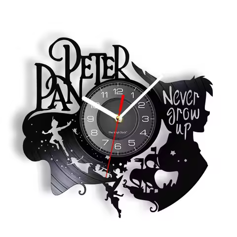 Little Flying Eagle Vinyl Record Shadow Art Wall Clock Never Grow Up Neverland Fictional Character V