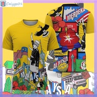 【Ready Stock】2025 New Malaysia Merdeka T-shirt Sublimation T-shirt Merdeka Sublimation Unisex Collar