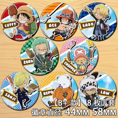 ONEPIECE Anime Cosplay Badge Pin Set Luffy Zoro Ace Chopper Sanji Nami Robin One Piece Manga Merchan