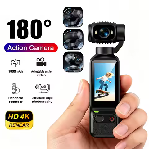 HD 4K Action Camera 180 Degree Rotatable For Vlog YouTube Tiktok Girls Record Life Video Recording E