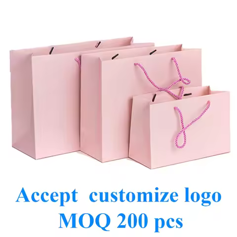 15 pcs Custom Logo Printed Thick Grossy White Paper Bag 250grams Cardboard Paper Shopping Bags with 