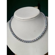 6mm saltwater akoya pearl necklace with silver buckle
