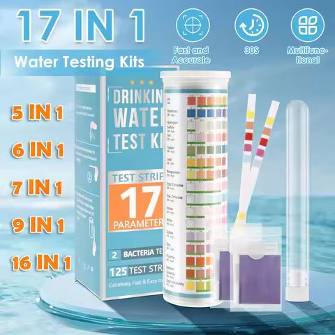 100Pcs Aquarium Test Strips 5-17 in 1 Fish Tank Water Testing Kits with Test Tube Freshwater Saltwat