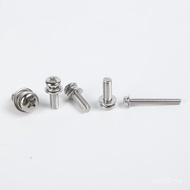 304 Stainless Steel Phillips Slot Small Plate Head Screws Elastic Flat Washer Three Combination Scre