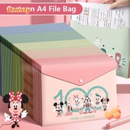 UMISTY 5PCS/Set A4 File Folder, Stitch/Mickey Large Capacity File Bag, Portable Waterproof PP Snap-f