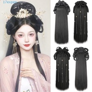 EXPEN Chinese Ancient Wig, Synthetic Antique Women Hanfu Wigs, Hairpiece Headdress Photography Hanfu Wig Headband