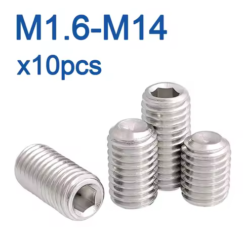 10 pcs/lot Hex Socket Set Screw Cup Point Stainless Steel M2 M3 M4 M5 M6 M8 M10 Headless Hexagon Soc
