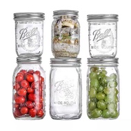 [48H Shipping] Ball Wide Mouth Mason Jar with Scale Glass Sealed Jar Overnight Oats Breakfast Milk S