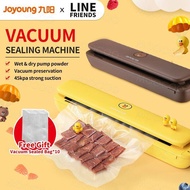【Line Friends】Joyoung Household Vacuum Sealer Co-branded Wet &amp; Dry General Preservation Vacuum Food Packaging Machine Free Vacuum Sealer bag