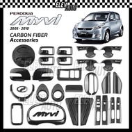 Perodua Myvi 2005 - 2010 Carbon Fiber Interior Exterior Accessories Steering Wheel Trim Door Handle 
