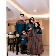 New Baju Muslim Couple Keluarga Lebaran 2023 Warna Biru Sarimbit