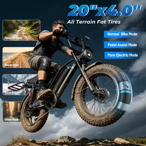 Jasion Electric Bike 5 Riding Modes Ebike,52V 20AH Battery E Bike,Dual Suspension, 7-Speed Electric 