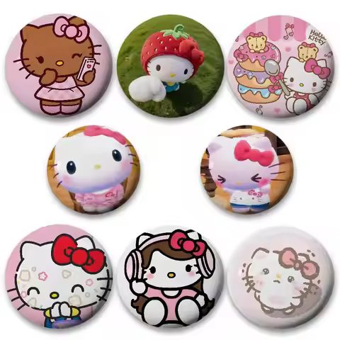 H-Hello Kitty Cartoon Star Badges, Brooches, Pins, Tin Props, Christmas Gifts, Birthday Gifts
