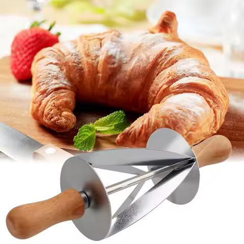 Stainless Steel Croissant Dough Cutter Wheel for Triangle Pastry Rolling Baking Tool Home Bakery Use