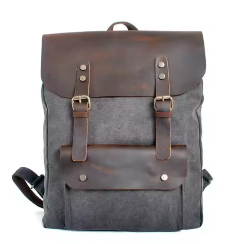 Fashion Backpack Leather Canvas men Backpack Women School Bag Bagpack Rucksack male Daypack Knapsack