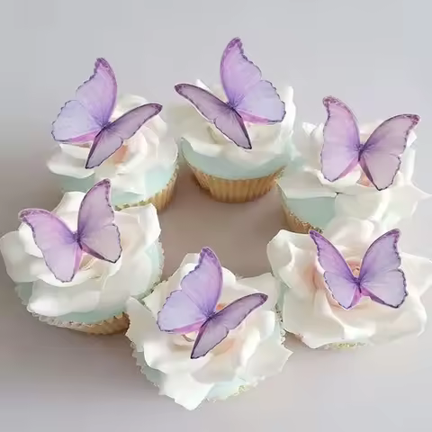 48Pcs Wafer Paper Butterflies for Cake Decor 3D Butterfly Cupcake Toppers Wedding Birthday Baby Show