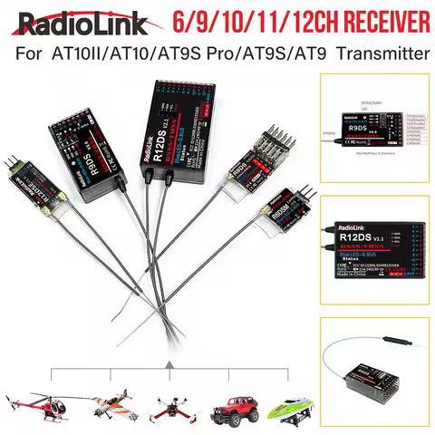 RadioLink RC Receiver R12DS R12DSM R9DS R6DS R6DSM 2.4G 6/9/10/11/12CH Receiver for RC Transmitter A