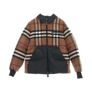 BURBERRY 羽絨外套，羊毛尼龍材質，棕色黑色格子圖案，二手男士 #M