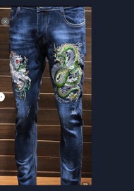 Celana Jeans Panjang Pria Korea Style Dewasa Import Distro Keren Pria Anti Luntur Reguler Fit Bordir