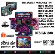 GOPRO HERO 4 , HERO 5 , HERO 6 , HERO 7, SJCAM 5000 , XIAOMI YI CAM 2K STICKER SKIN (DESIGN 288)