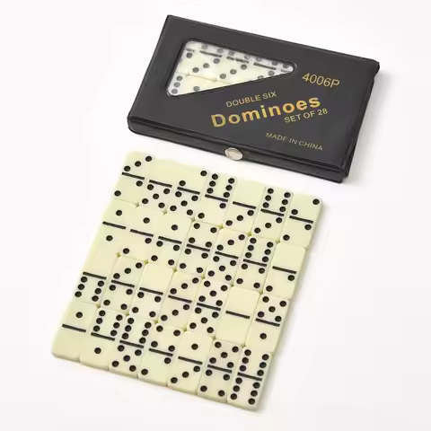 28pcs Classic Dominoes Card Chess Board Game with PVC Storage Box Portable Case for Leisure Gifts En