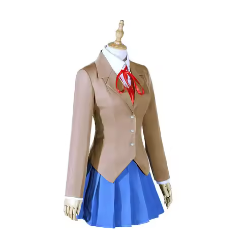 Monika Doki Cosplay Monika Cosplay Costume Doki Doki Literature Club Soft Fabric Anime Uniform Full 