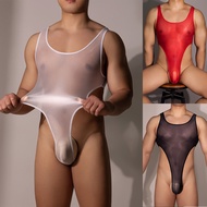 【MRBUN】Mens Stretchy Backless Thong Leotard High Cut Swimwear Shiny Bodysuit[NZ231103]