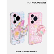 [Huawei Pura70 Series] JOEJOE Original Plaid Bubble Bear/Fox Pattern Colorful Butterfly P70Pro Magne