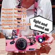 Case For Huawei Nova 5T Huawei Nova 4e Nova 3e Nova 2i Huawei Nova 3i Huawei Nova 2 Lite Retro Camera lanyard Casing Grip Stand Holder Silicon Phone Case Cover With Camera Doll