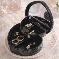 Convenient Mirror Jewelry Box – 2-Tier Ring, Earring, Necklace Box