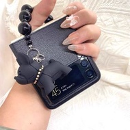 Samsung Z Flip 3 Phone Case 三星手機殼 黑色皮質掛件$120包埋順豐郵費⚠️🤩