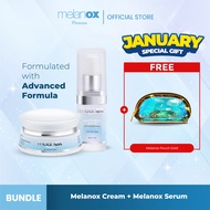 Paket Melanox Premium Serum + Melanox Premium Cream Bundle Combo Cream Serum Whitening Menyamarkan N