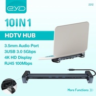 EYD 10 IN 1 HUB 4K HDMI USB3.0 HUB SD/TF CARD RJ45 PORT DOCKING STATION