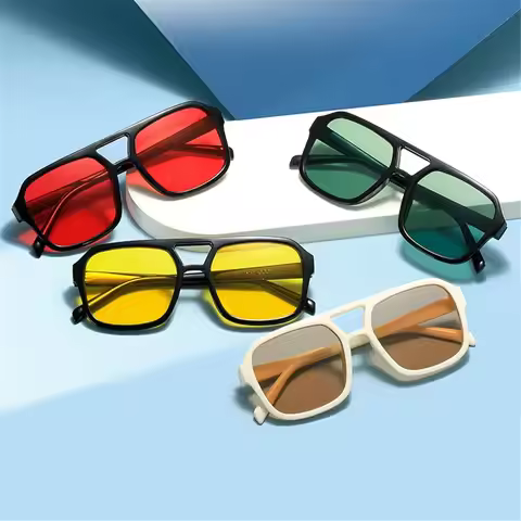 Retro Square Aviation Sunglasses for Women Men Stylish Big Frame Sun Glasses INS Style Shades 70s Tr