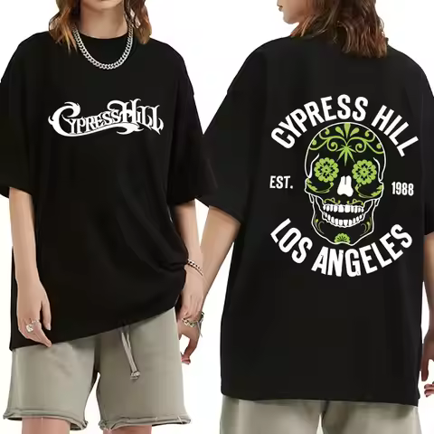 Rapper Cypress Hill Skeleton Double Sided Graphic T Shirts Men Women Hip Hop Oversized T-shirt Unise