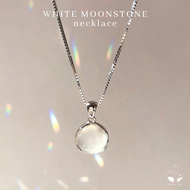 MNL💗 WHITE MOONSTONE สร้อยคอเงินแท้ ร้อยจี้หินพระจันทร์ทรงลูกบอล สร้อยคอผู้หญิง สร้อยคอแฟชั่น สร้อยคอเงิน จี้เงินแท้ สร้อยมินิมอล เกาหลี