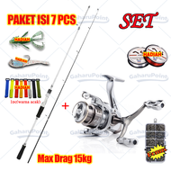 【#Kualitas Tinggi#】【#Beli 1 Dapat 7#】Joran Pancing Set 1.8M 2.1M Ultra Light Carbon 15kg 7.2:1 19+1B