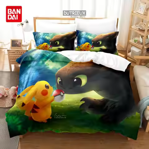 Bandai Pokemon Pikachu Anime Fill Spring SummerDuvet Cover Cartoon Single Double Student Dormitory B