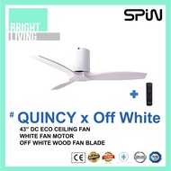 SPIN 43/52/60" Off White Timber Wood Series DC-Eco Ceiling Fan with 20W Dimmable LED Light Kit