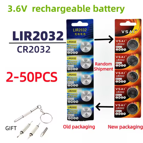 2-50PCS LIR2032 Conveniently Rechargeable Battery 2032 Lithium charging Can Replace 3.6v 40mAH CR203
