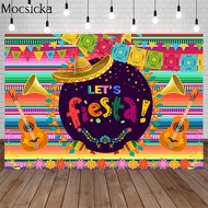 Mexican Fiesta Birthday Party Backdrops Decoration Floral Color Stripes Banner Photography Backgroun