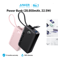 Anker เพาเวอร์แบงค์ (20,000mAh, 22.5W) Power Bank 22.5W High-Speed for Huawei เพาเวอร์แบงแท้ PD 20W for iPhone 15 pro max 14 pro max Portable Charger with Built-in USB C Cable พาเวอแบงค์พกพา